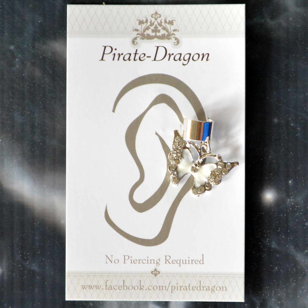 White Butterfly Non-Pierced Ear Cuff (EC4605)