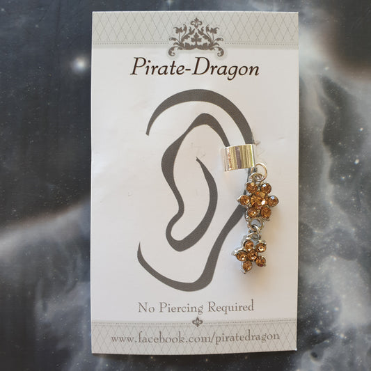 Orange Flowers Drop Non-Pierced Ear Cuff (EC4607)