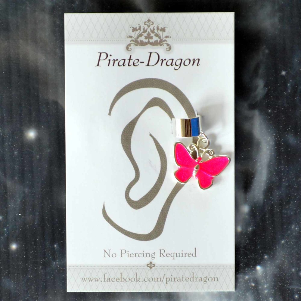 Pink Butterfly Non-Pierced Ear Cuff (EC4623)