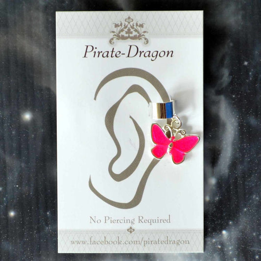 Pink Butterfly Non-Pierced Ear Cuff (EC4623)