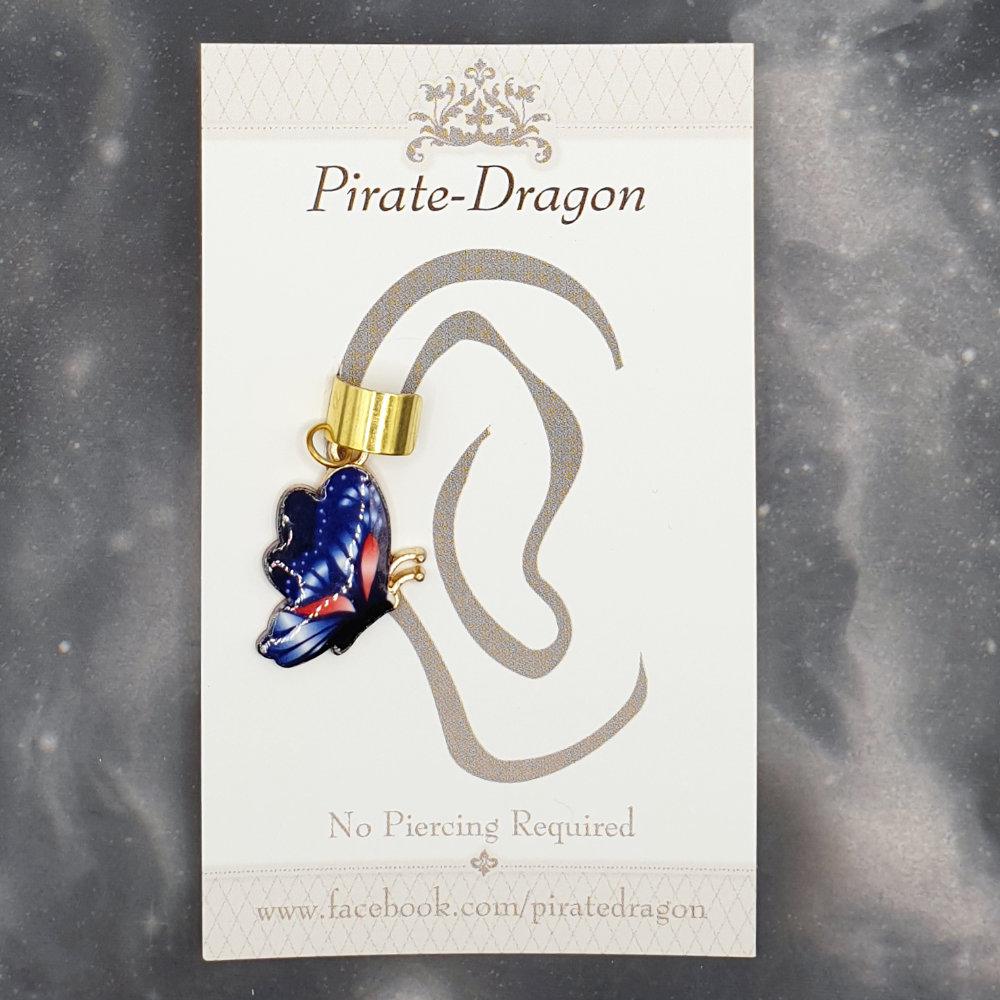 Blue Butterfly Non-Pierced Ear Cuff (EC4629)