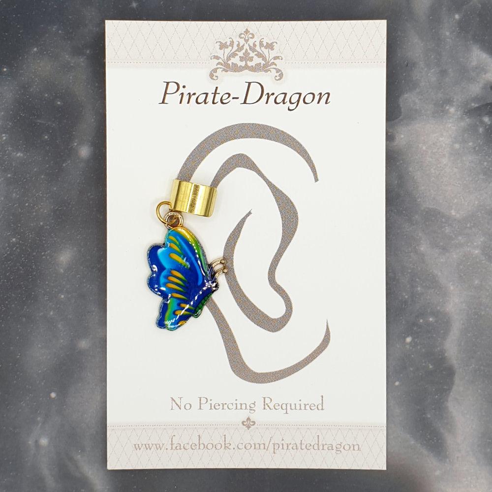 Blue Butterfly Non-Pierced Ear Cuff (EC4632)