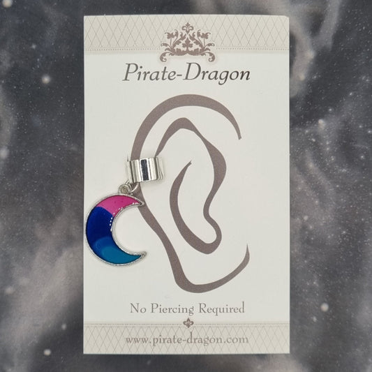 Pink/Blue Crescent Moon Non-Pierced Ear Cuff (EC4634)