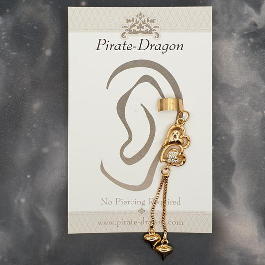 Hearts with Chains Non-Pierced Ear Cuff (EC5021)