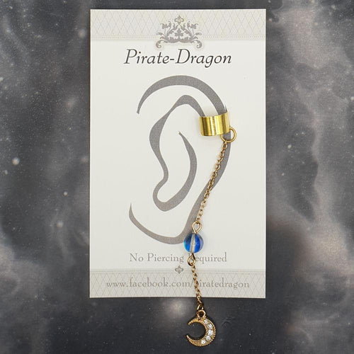 Crescent Moon on Chain Non-Pierced Ear Cuff (EC5049)