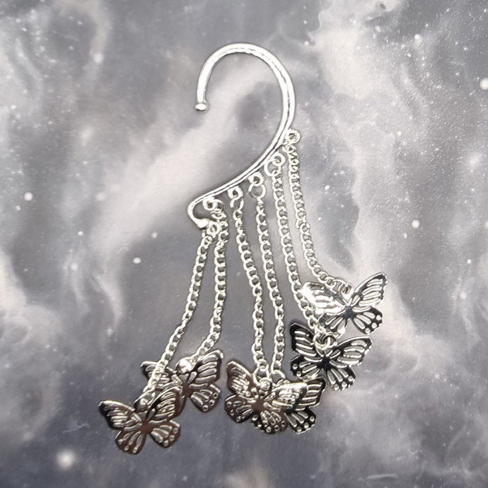 Silver Butterflies Non-Pierced Ear Cuff (EC5077)