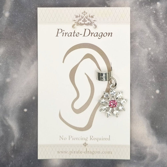 White & Pink Gem Snowflake Non-Pierced Ear Cuff (EC5080)