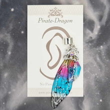 Load image into Gallery viewer, Large Silver &amp; Rainbow Butterfly Wing Non-Pierced Ear Cuff (EC5119)