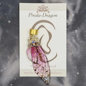 Large Gold & Pink Butterfly Wing Non-Pierced Ear Cuff (EC5148)