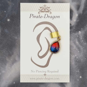 Red/Blue Gem Teardrop Non-Pierced Ear Cuff (EC5159)