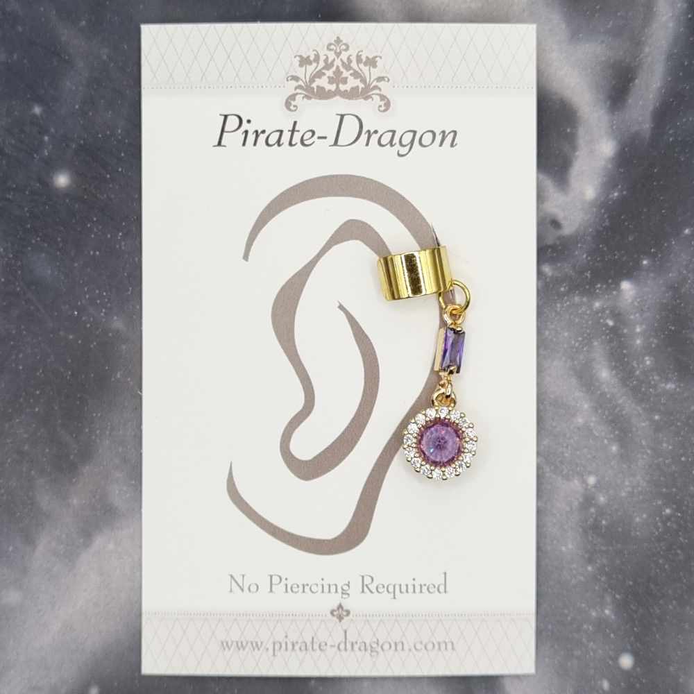 Purple Gems Drop Non-Pierced Ear Cuff (EC5187)
