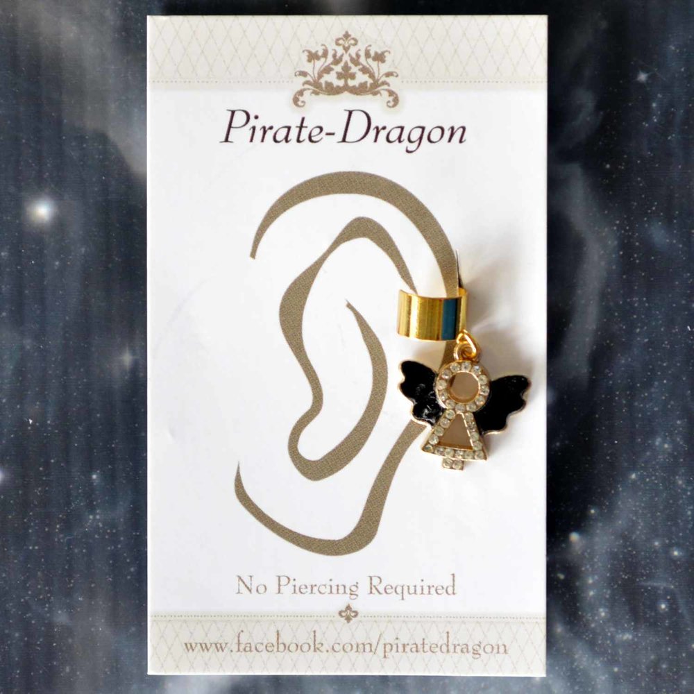 Black Angel Non-Pierced Ear Cuff (EC7047)