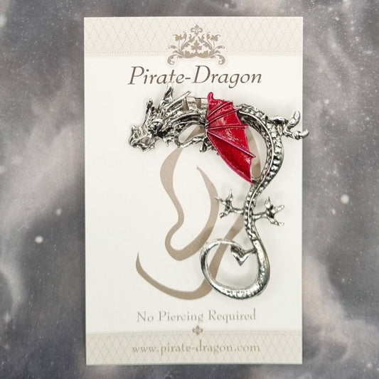 Red Big Wing Dragon Non-Pierced Ear Cuff (EC9015)