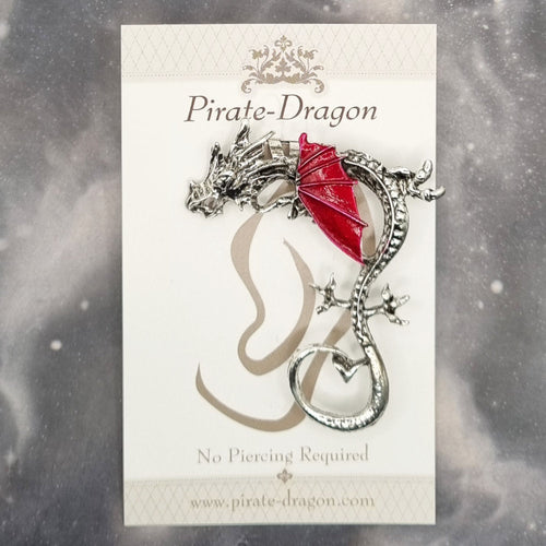 Red Big Wing Dragon Non-Pierced Ear Cuff (EC9015)