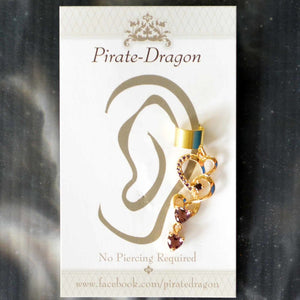 Gold Dangle with Purple Gems Non-Pierced Ear Cuff (EC9109)