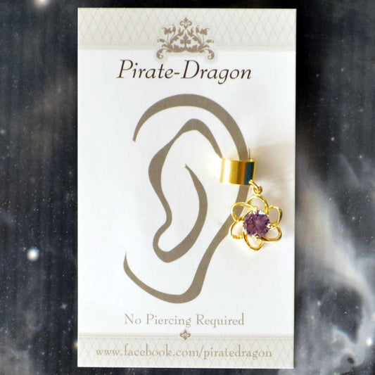 Purple Gem Flower Non-Pierced Ear Cuff (EC9115)