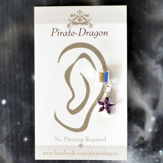 Purple Gem Flower Non-Pierced Ear Cuff (EC9121)