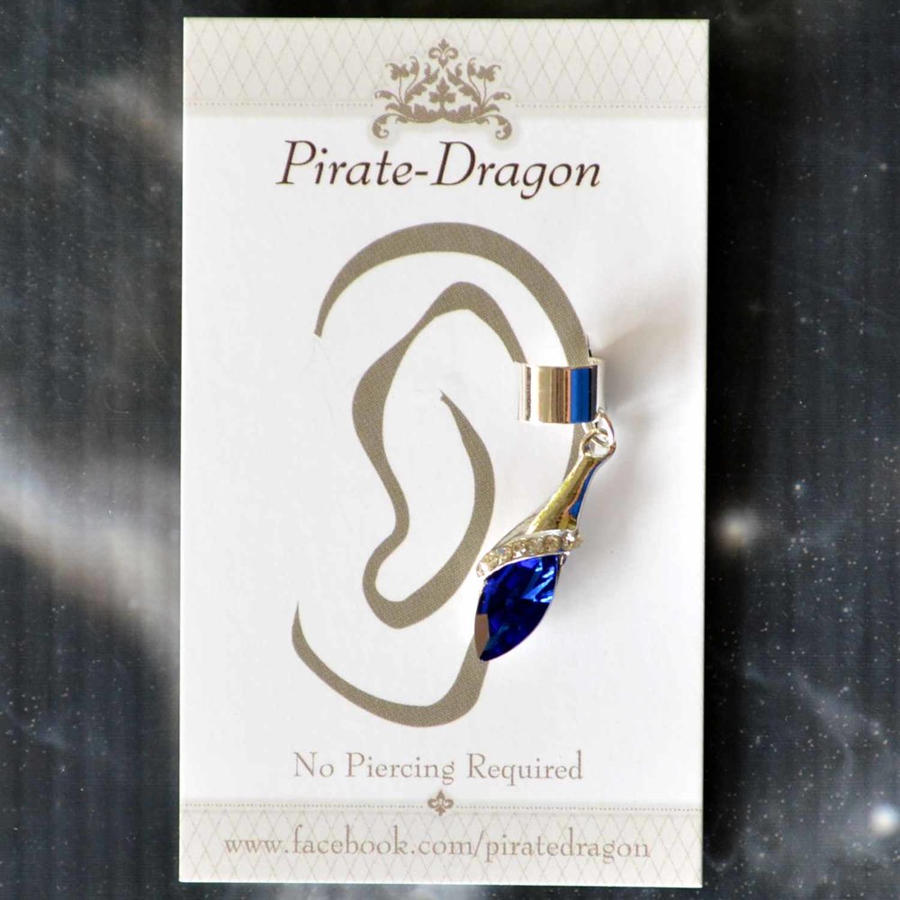 Blue & Silver Gem Non-Pierced Ear Cuff (EC9143)