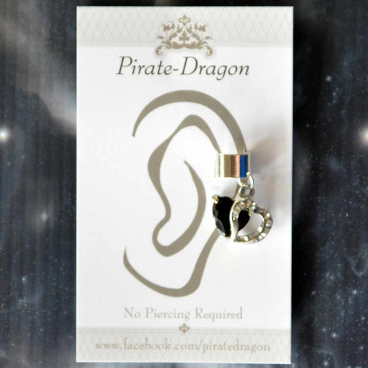 Black Heart Non-Pierced Ear Cuff (EC9173)