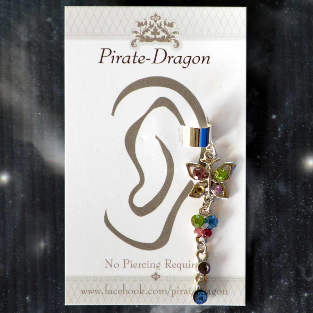 Multi-colour Gem Butterfly Non-Pierced Ear Cuff (EC9189)
