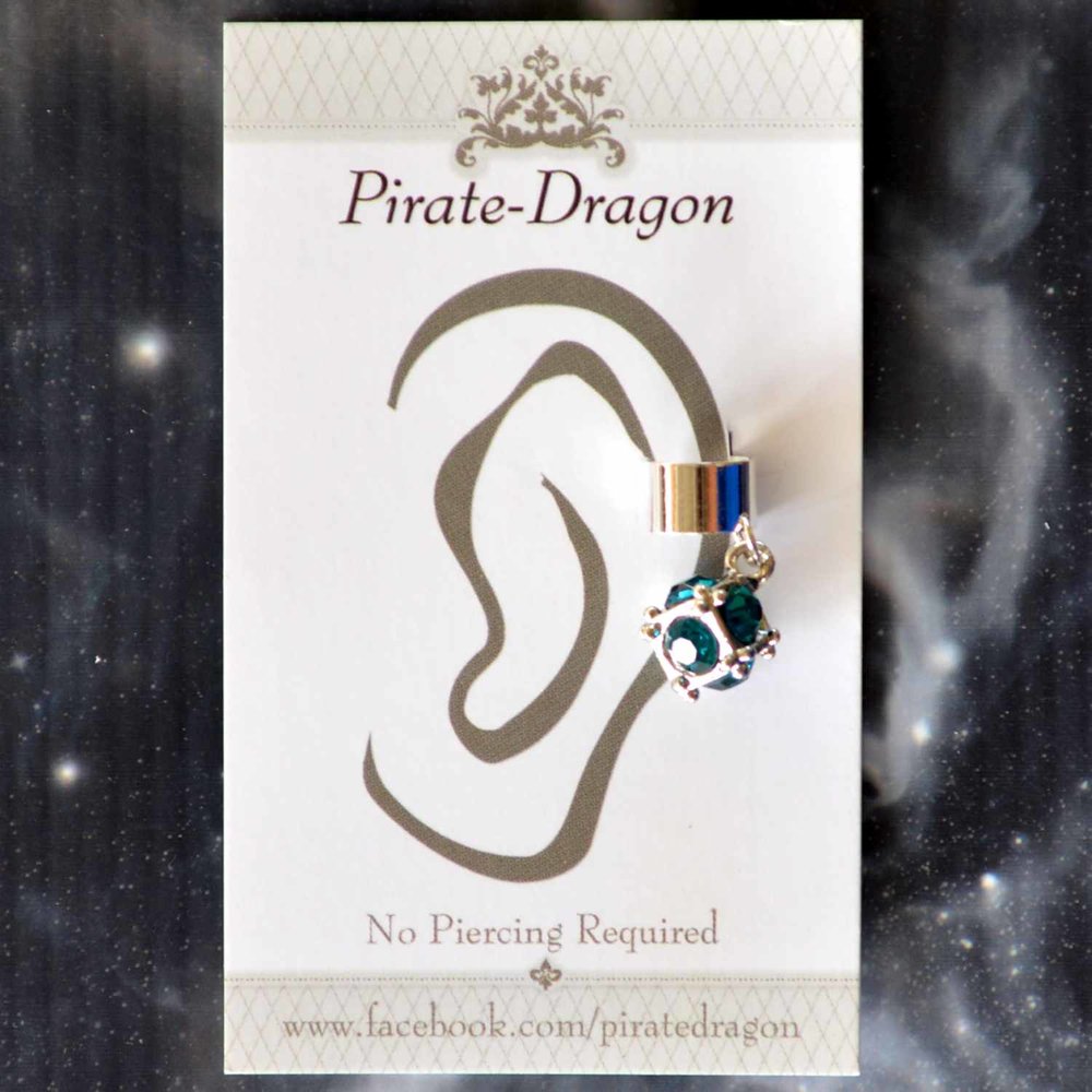 Blue Gem Cube Non-Pierced Ear Cuff (EC9242)
