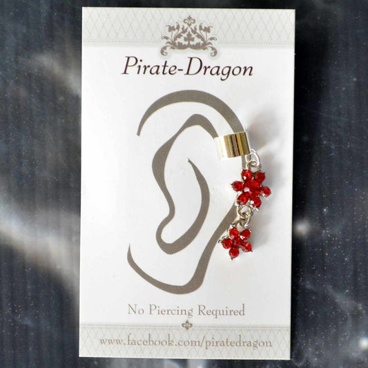 Red Flowers Drop Non-Pierced Ear Cuff (EC9255)