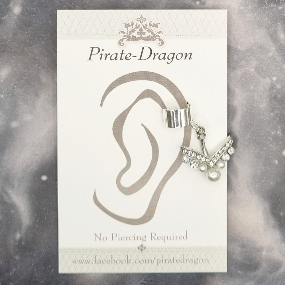 Silver & Pearl Arrow Non-Pierced Ear Cuff (EC9266)