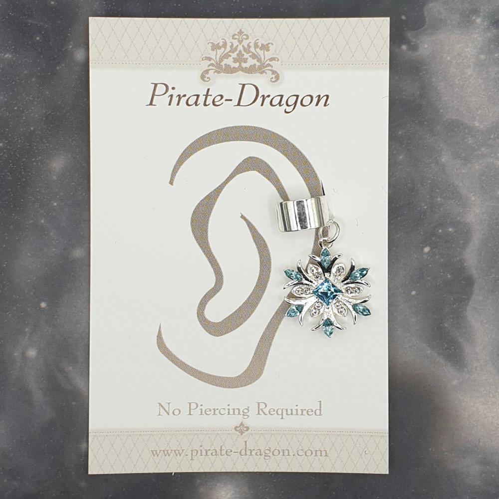 Light Blue Gem Snowflake Non-Pierced Ear Cuff (EC9275)