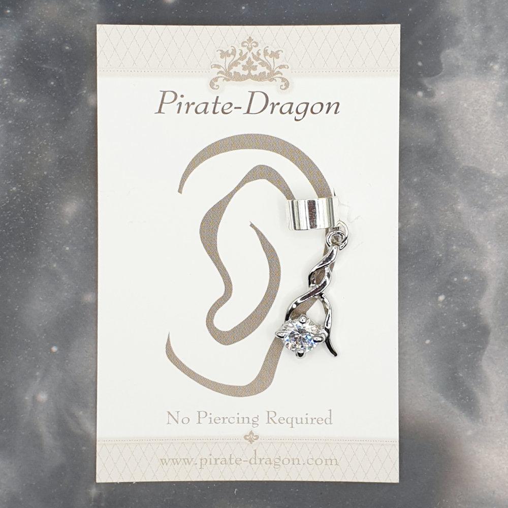 White Gem Drop Non-Pierced Ear Cuff (EC9282)