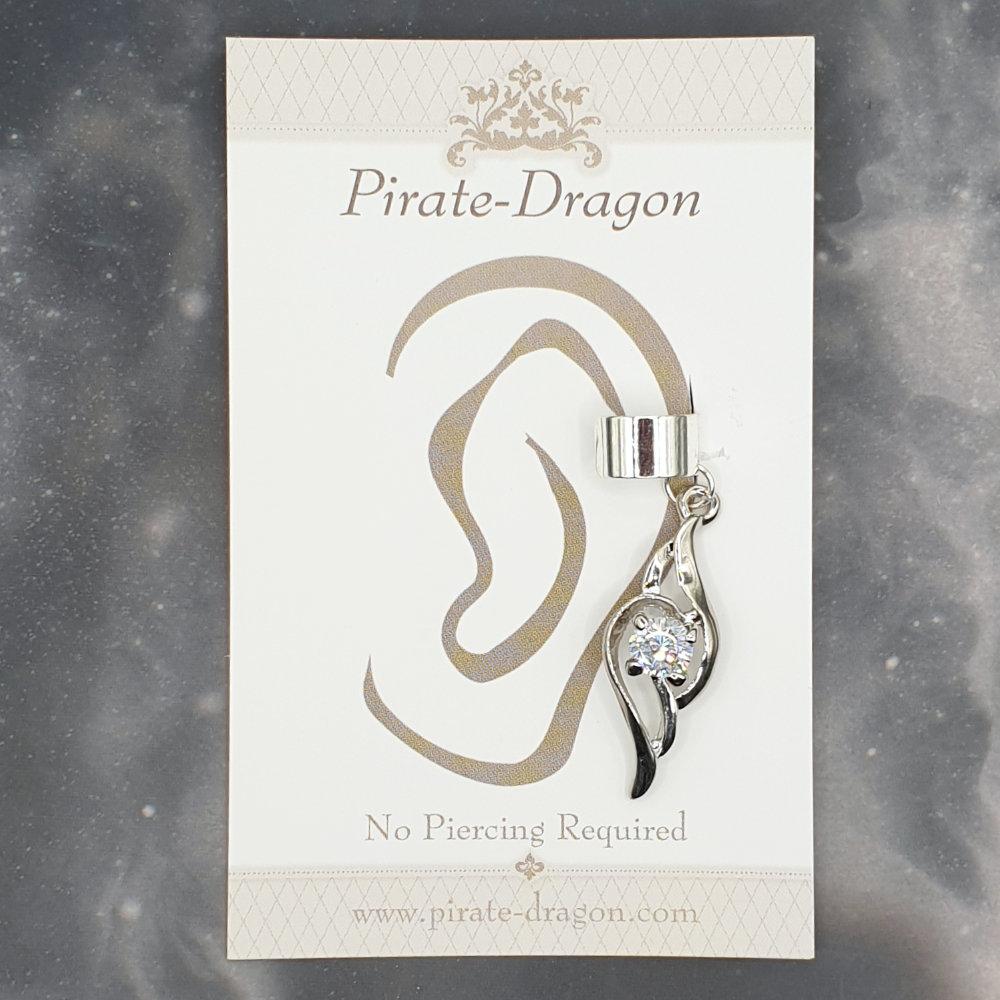 White Gem Drop Non-Pierced Ear Cuff (EC9296)
