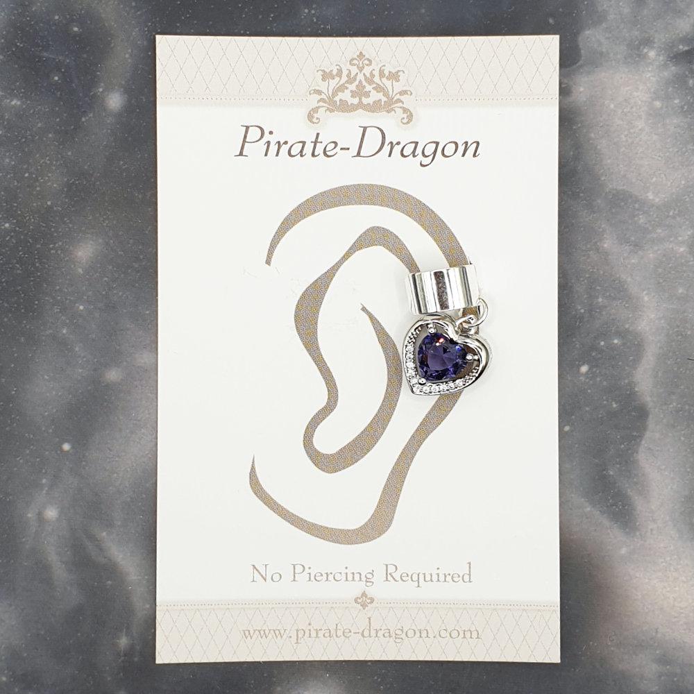 Purple Gem Heart Non-Pierced Ear Cuff (EC9319)