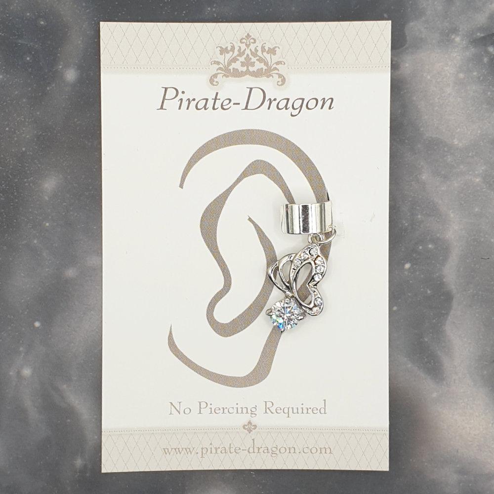 White Gem Butterfly Non-Pierced Ear Cuff (EC9324)