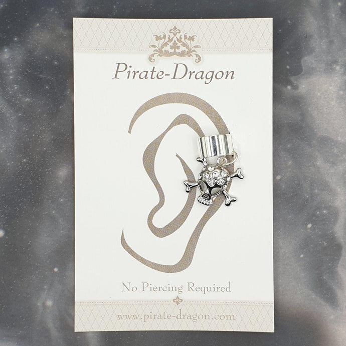 White Gem Skull Non-Pierced Ear Cuff (EC9325)