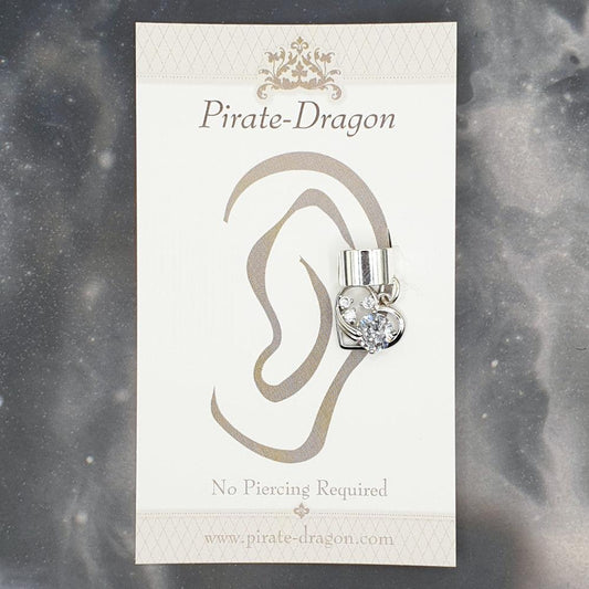 White Gem Heart Non-Pierced Ear Cuff (EC9331)