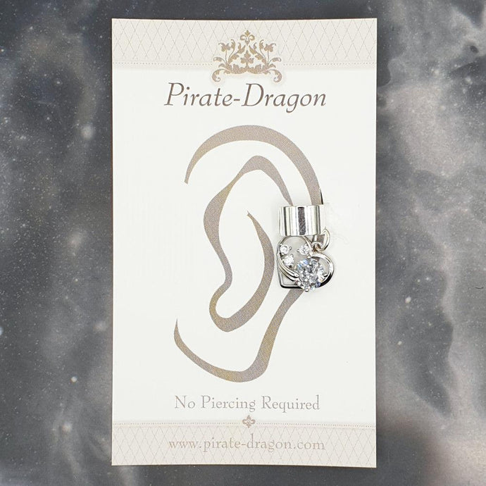 White Gem Heart Non-Pierced Ear Cuff (EC9331)