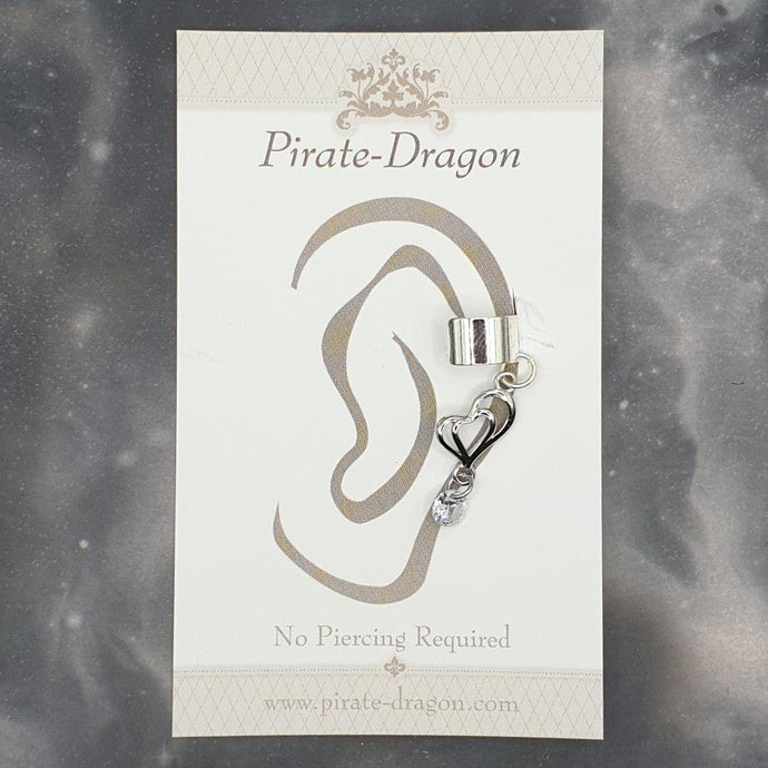 White Gem Heart Drop Non-Pierced Ear Cuff (EC9332)
