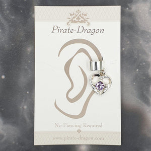 Pale Pink Gem Heart Non-Pierced Ear Cuff (EC9334)