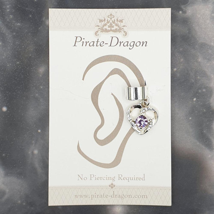 Pale Pink Gem Heart Non-Pierced Ear Cuff (EC9334)