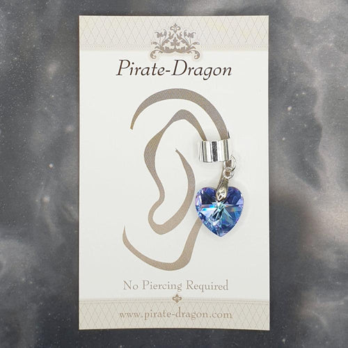 Purple/Blue Gem Heart Non-Pierced Ear Cuff (EC9336)