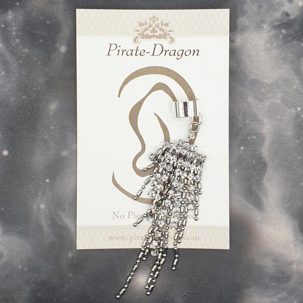 White Gem Chains Non-Pierced Ear Cuff (EC9342)