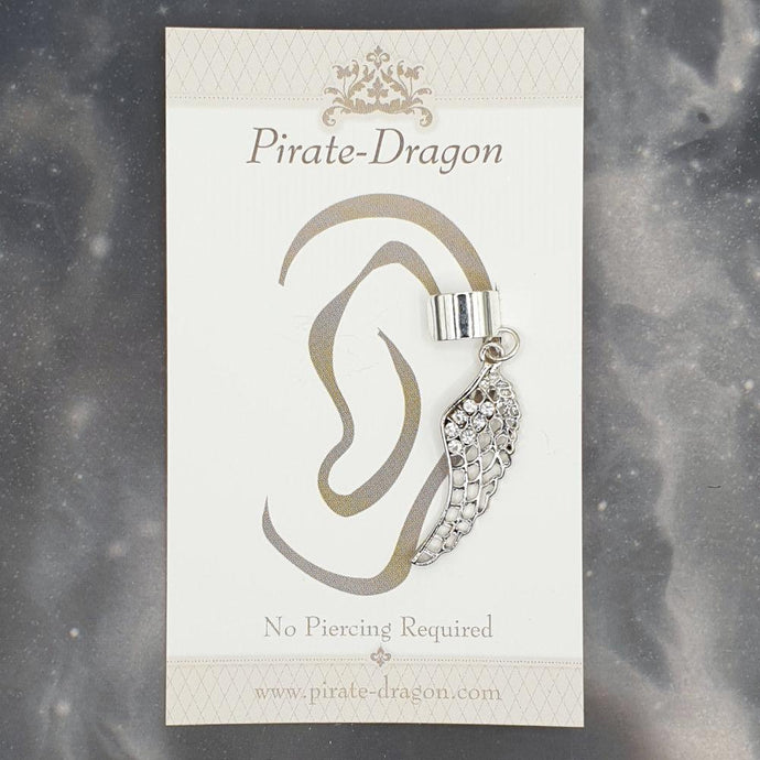 White Gem Wing Non-Pierced Ear Cuff (EC9370)