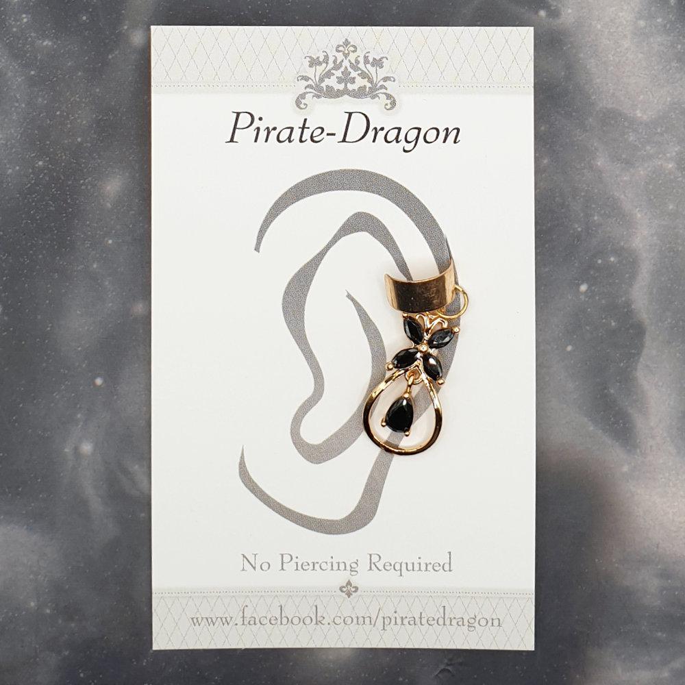Black Gem Butterfly Non-Pierced Ear Cuff (EC9387)