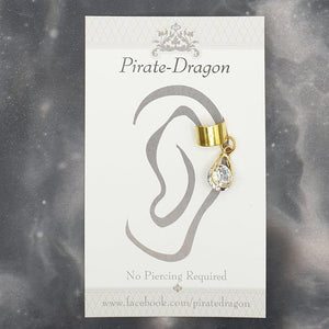 White Gem Round Drop Non-Pierced Ear Cuff (EC9396)