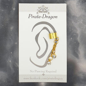 White Gem Chain Drop Non-Pierced Ear Cuff (EC9399)