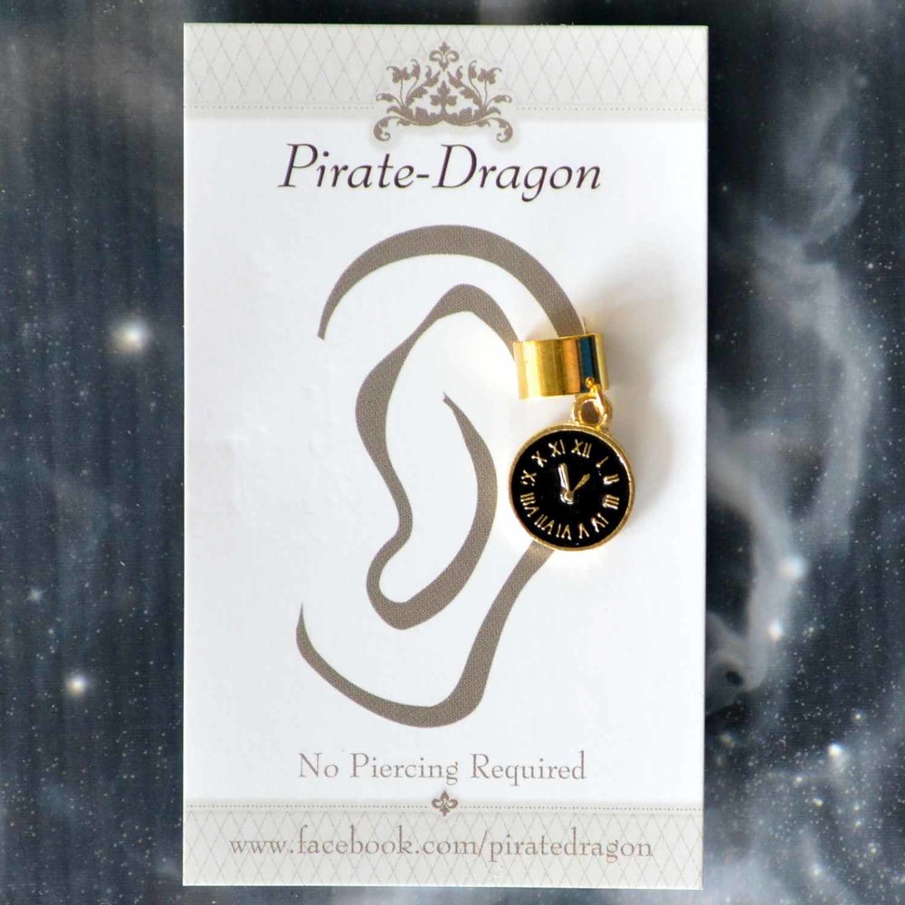 Black Clock Non-Pierced Ear Cuff  (EC9460)