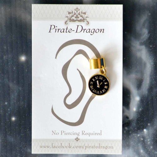 Black Clock Non-Pierced Ear Cuff  (EC9460)