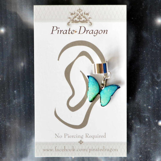 Blue Butterfly Non-Pierced Ear Cuff (EC9470)