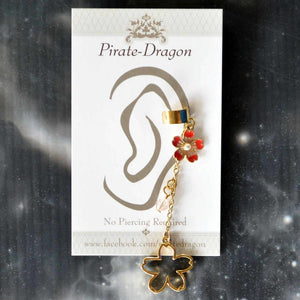 Flower on Chain Non-Pierced Ear Cuff (EC9483)