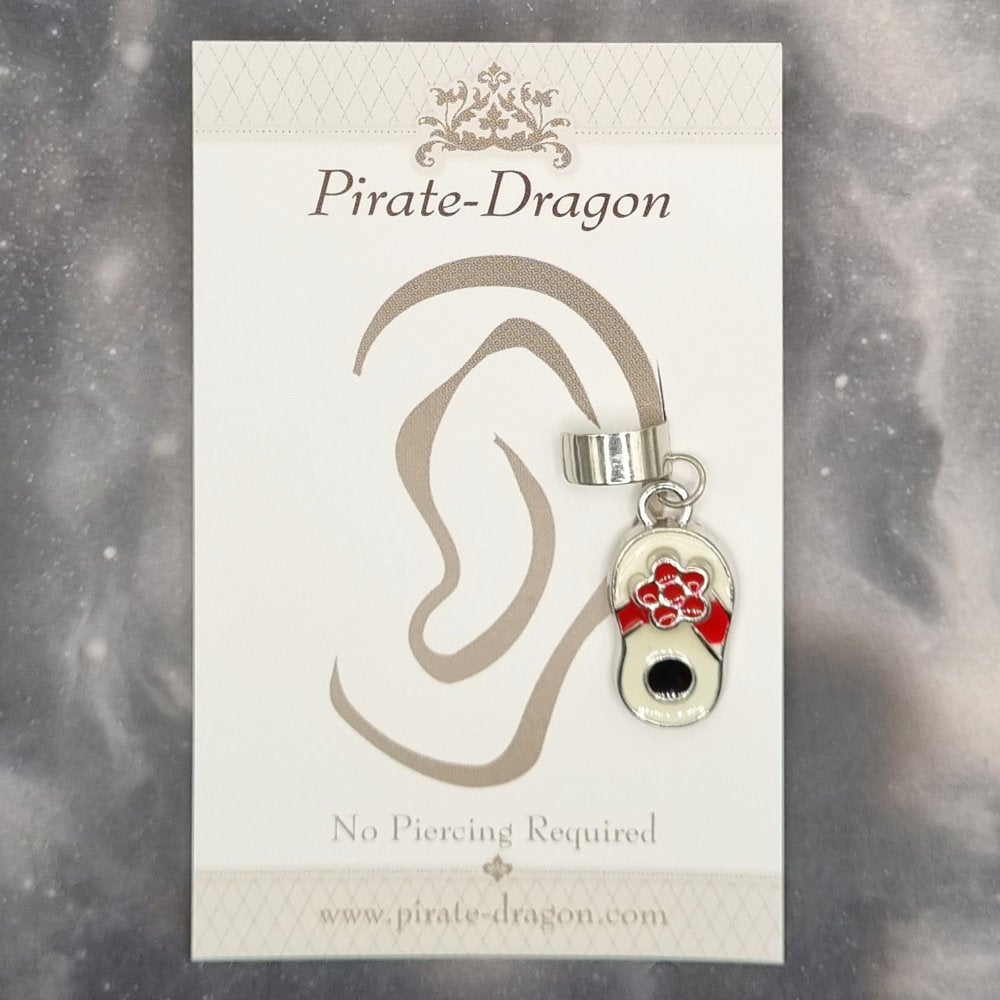 Red & White Flip Flop Non-Pierced Ear Cuff (EC9549)