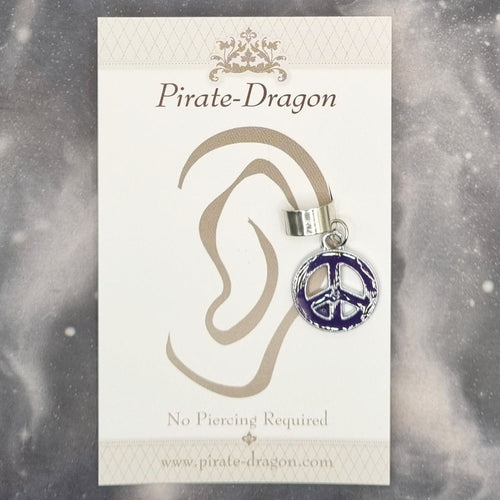 Purple Peace Sign Non-Pierced Ear Cuff (EC9554)